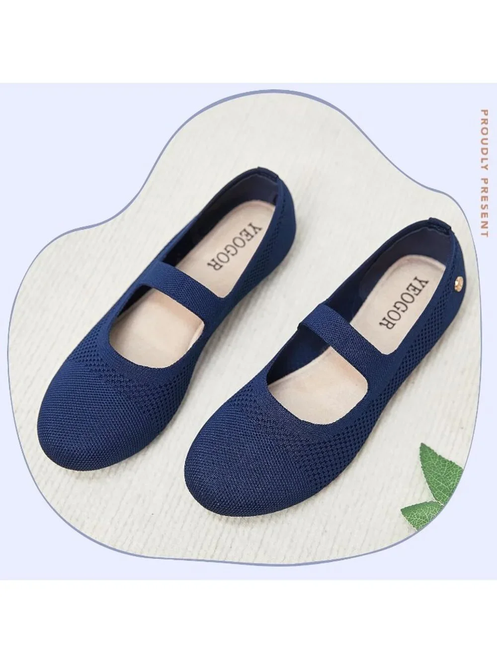 Women's Blue Comfortable Slip on Round Toe Casual Ballet Flat Shoes for Walking